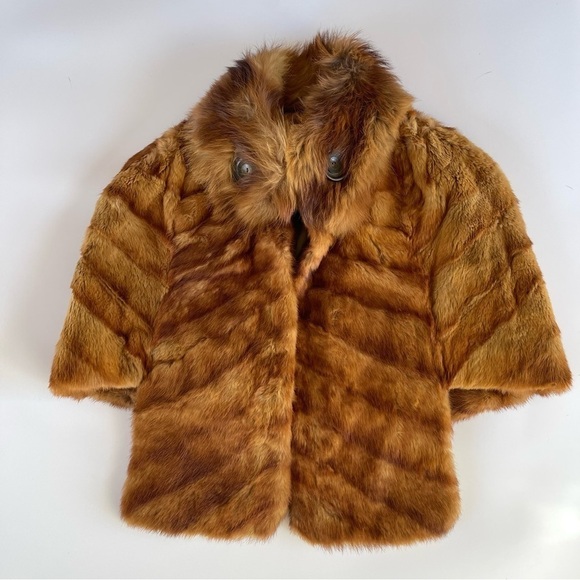 Vintage 1940’s Fur Cape Shrug Fox - Picture 6 of 16